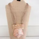 6-Strand Natural Wax Cord Necklace with Orange Irregular Pendant