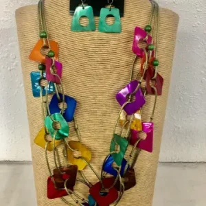 3-Strand Green Wax Cord Necklace with Multi-Fall MOP (Mother of Pearl) Accents