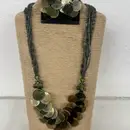 24″ 5-Row Green Multiple Round Capiz Necklace Set