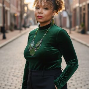 2-Strand Olive Green Bib Necklace with Six Teardrop Shell Pendants