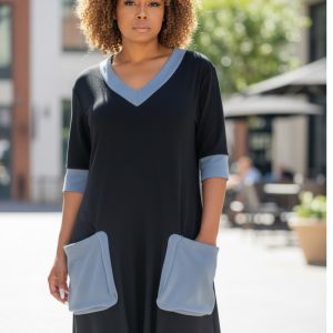 Denim Accent Jumpsuit: Black